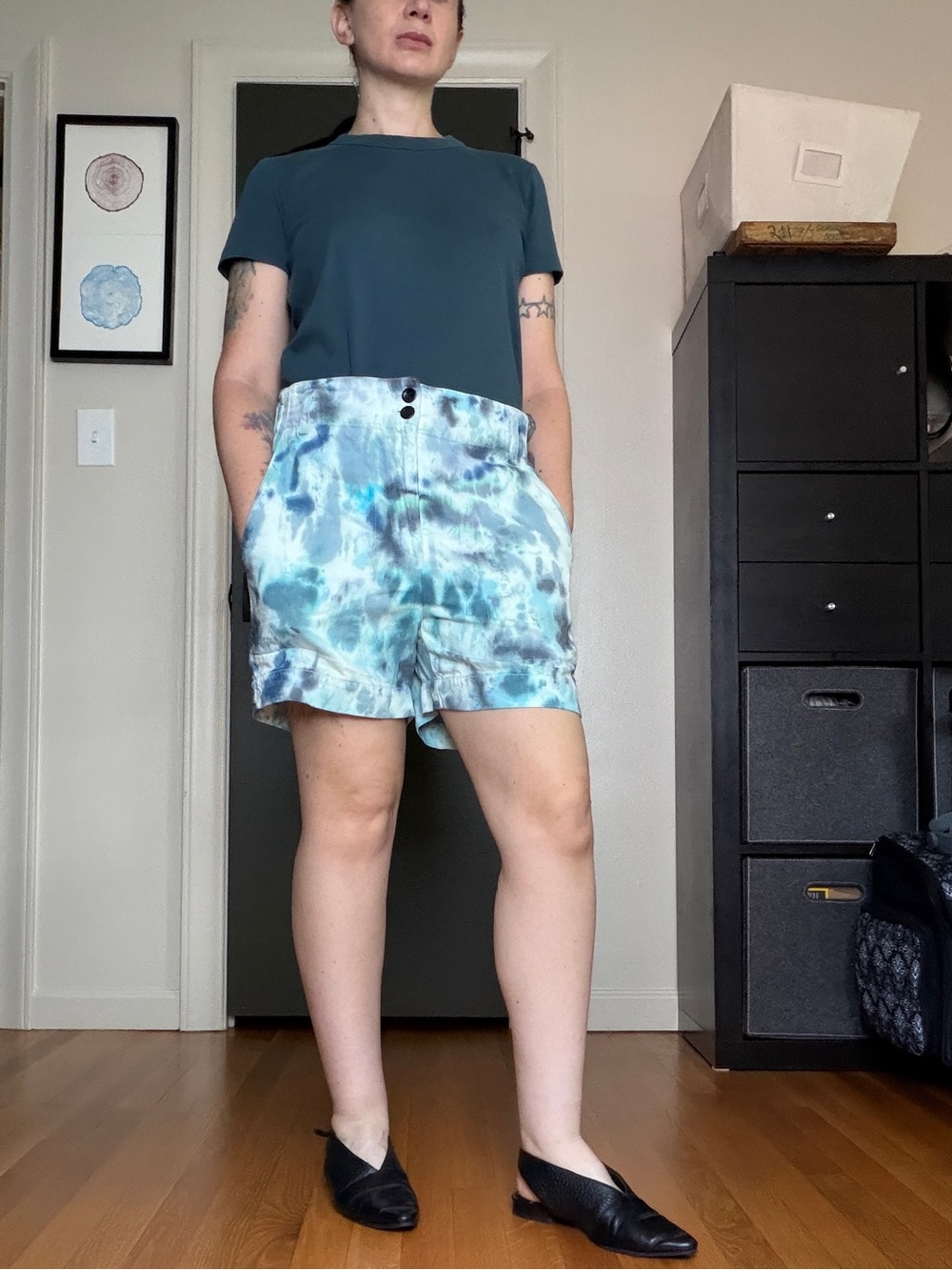 Proenza Schouler Blue Tie-Dye Flat Front Shorts